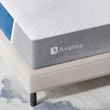 Avenco Queen Size Mattress, 12 inch Queen Mattress with Gel Memory Foam, Medium Firm, Mattress in a Box, Pressure Relief & Motion Isolation, CertiPUR-US Certified