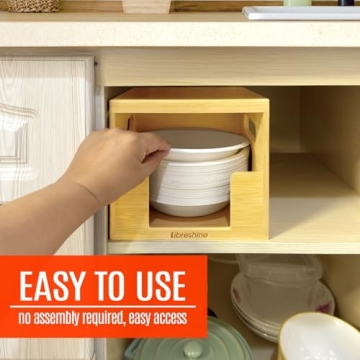 Libreshine Bamboo Paper Bowl Dispenser for Efficient Storage