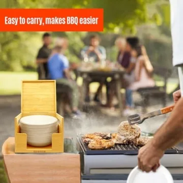 Libreshine Bamboo Paper Bowl Dispenser for Efficient Storage