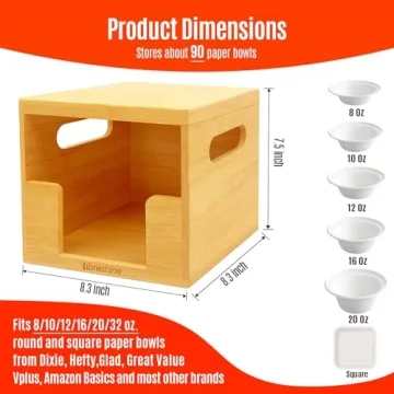 Libreshine Bamboo Paper Bowl Dispenser for Efficient Storage