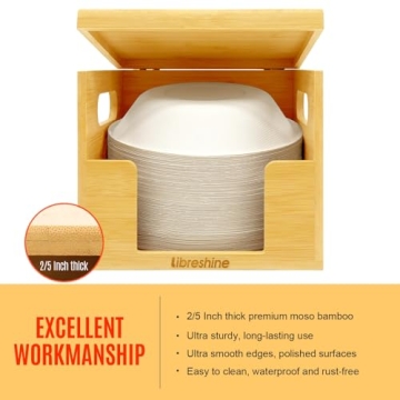 Libreshine Bamboo Paper Bowl Dispenser for Efficient Storage