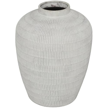 Deco 79 Ceramic Decorative Vase Textured Centerpiece Vase with Linear Pattern, Flower Vase for Home ...