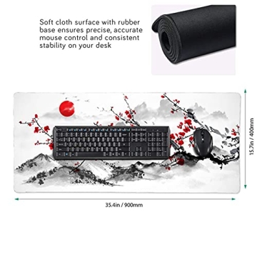 Extended Large Gaming Mouse Pad with Cherry Blossom Design