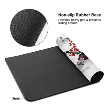 Extended Large Gaming Mouse Pad with Cherry Blossom Design