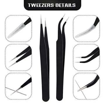 3D Printer Nozzle Cleaning Kit with Brush - 10 Pieces 0.4 mm Cleaning Needles, 2 Types Sophisticated Tweezers and 2 Pieces Cooper and Stainless Wire Cleaning Brushes