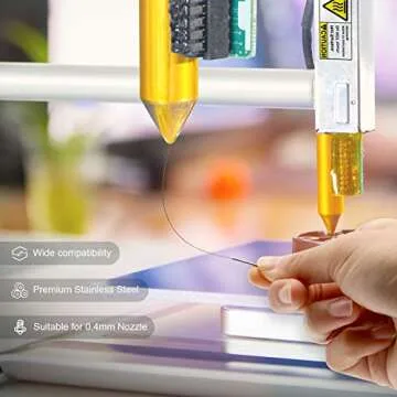 3D Printer Nozzle Cleaning Kit with Brush - 10 Pieces 0.4 mm Cleaning Needles, 2 Types Sophisticated Tweezers and 2 Pieces Cooper and Stainless Wire Cleaning Brushes