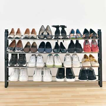 Expandable 4-Tier Shoe Rack for Home Organization