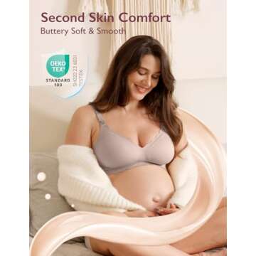 Momcozy Nursing Bras for Breastfeeding, Seamless Pregnancy Maternity Bra Wireless Classic Jelly Stri...