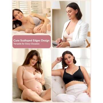 Momcozy Nursing Bras for Breastfeeding, Seamless Pregnancy Maternity Bra Wireless Classic Jelly Strip Support Nursing Bra Brown