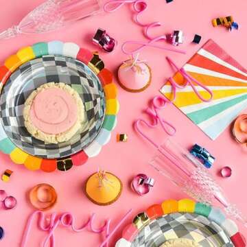 Fun Express Yay Drinking Straws, Set of 6 Cursive Word Crazy Straws, BPA Free Plastic, Reusable for ...