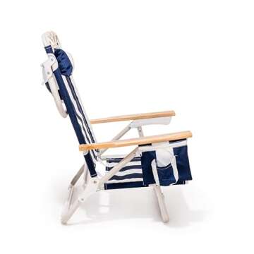 Business & Pleasure Co. Holiday Tommy Chair - Reclining Backpack Beach Chair - Navy Capri Stripe