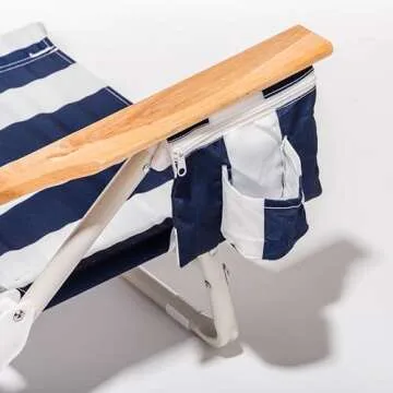 Business & Pleasure Co. Holiday Tommy Chair - Reclining Backpack Beach Chair - Navy Capri Stripe