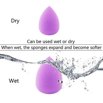 EmaxDesign 12+1 Pieces Makeup Brush Set, 12 Pieces Professional Bamboo Handle Foundation Blending Blush Eye Face Liquid Powder Cream Cosmetics Brushes & 1 Piece purple Beauty Sponge Blender