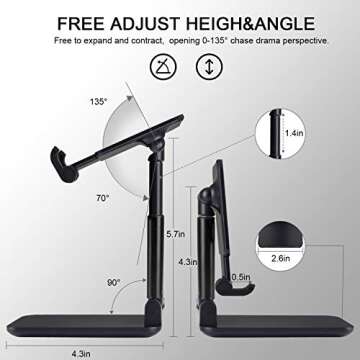 ANDATE Cell Phone Stand, Angle Height Adjustable Cell Phone Stand for Desk, Foldable Cell Phone Holder, Cradle, Dock, Tablet Stand, Case Friendly Compatible with All Mobile Phone/iPad/Kindle/Tablet