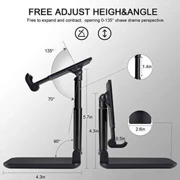 ANDATE Cell Phone Stand, Angle Height Adjustable Cell Phone Stand for Desk, Foldable Cell Phone Holder, Cradle, Dock, Tablet Stand, Case Friendly Compatible with All Mobile Phone/iPad/Kindle/Tablet