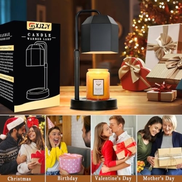 Candle Warmer Lamp with Timer,Electric Candle warmer,Adjustable Height Dimmable Candle Warmer Lamp,Flameless Scented Candle Warmer,Compatible with Various Candles,Candle warmer for Home Decor,Black