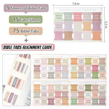 Laminated Bible Tabs,75 Tabs,Laminated Bible Index Tabs for Women and Men, Boho Theme Bible Tabs for...