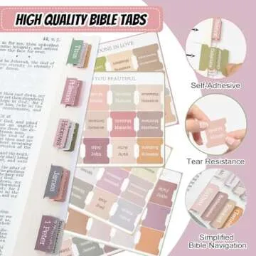 Laminated Bible Tabs,75 Tabs,Laminated Bible Index Tabs for Women and Men, Boho Theme Bible Tabs for Easy Navigation, Large Print Easy to Read