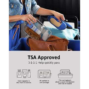 Meowoo Clear Travel Bags For Toiletries and Cosmetic, TSA Approved Clear Organizer Bags, 4 Sizes Bag Waterproof Pvc Clear Pouches For Airline Travel, Bathroom And Organizing