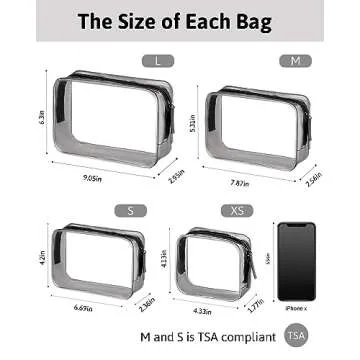 Meowoo Clear Travel Bags For Toiletries and Cosmetic, TSA Approved Clear Organizer Bags, 4 Sizes Bag Waterproof Pvc Clear Pouches For Airline Travel, Bathroom And Organizing