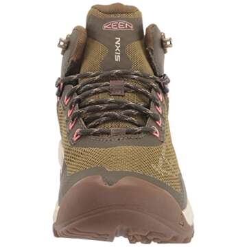 KEEN Women's NXIS Evo Mid Height Waterproof Fast Packing Hiking Boots, Olive Drab/Silver Birch, 8