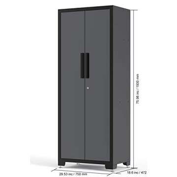 Torin AGZTC30232012B Garage Workshop Tool Organizer Storage Cabinets: 9 Piece Set with Lockers, Shelves and Wood Worktop, Black/Grey