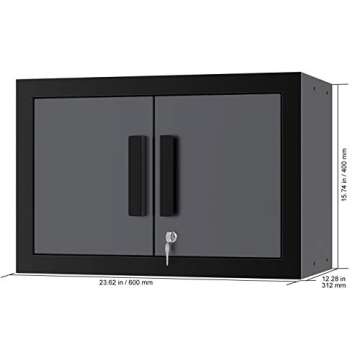 Torin AGZTC30232012B Garage Workshop Tool Organizer Storage Cabinets: 9 Piece Set with Lockers, Shelves and Wood Worktop, Black/Grey