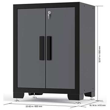 Torin AGZTC30232012B Garage Workshop Tool Organizer Storage Cabinets: 9 Piece Set with Lockers, Shelves and Wood Worktop, Black/Grey