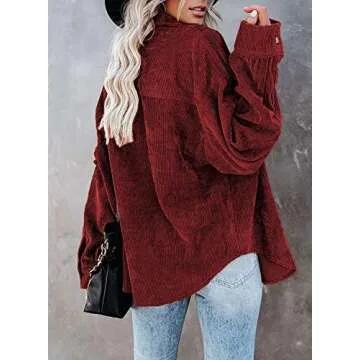 Stylish MIHOLL Womens Corduroy Button Down Shirt