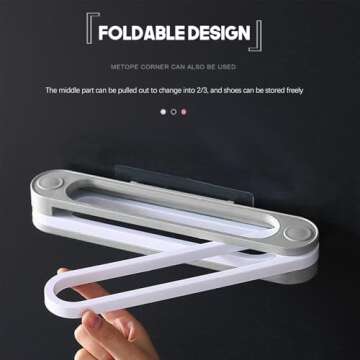 Bathroom Wall Mounted Slipper Rack Non-Punching House Shower Slippers Organizers Toilet Foldable 3 in 1 Hanging Shoe Rack for Door for Bathroom, Kitchen, Living Room(Gray)