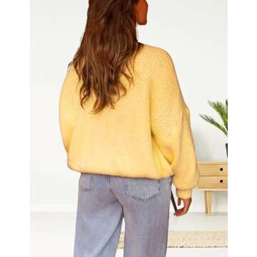 InterNos Womens Bow Tie Front Sweater Cardigan Y2k Chunky Crew Neck Lace Up Crochet Knit Outwear Coat(0956-Yellow-S)