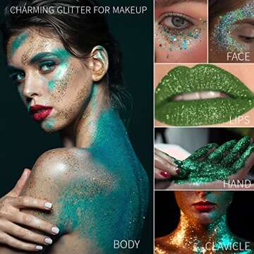 COKOHAPPY St. Patrick's Day Holographic Green Chunky Glitter - 8 Boxes of Iridescent Flakes for Face...