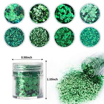 COKOHAPPY St. Patrick's Day Green Holographic Glitter 8 Boxes