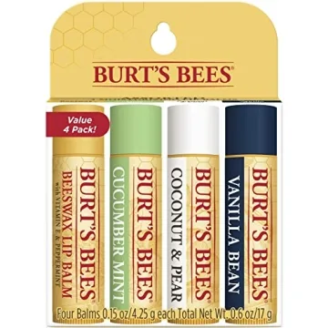 Burt's Bees Lip Balm Stocking Stuffers - Moisturizing 4-Pack Gift Set