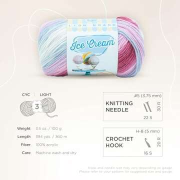 Lion Brand Yarn Ice Cream Baby Yarn, Cherries Jubilee, 1 Skein