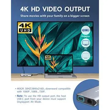 USB C Hub, Type C Adapter, FALWEDI 10-in-1 Dongle with Ethernet, 4K@30Hz HDMI, VGA, 3 USB3.0, SD/TF Card Reader, Mic/Audio, USB-C PD 3.0, Compatible for MacBook Air Pro and Other Type C Laptops