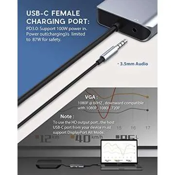 USB C Hub, Type C Adapter, FALWEDI 10-in-1 Dongle with Ethernet, 4K@30Hz HDMI, VGA, 3 USB3.0, SD/TF Card Reader, Mic/Audio, USB-C PD 3.0, Compatible for MacBook Air Pro and Other Type C Laptops
