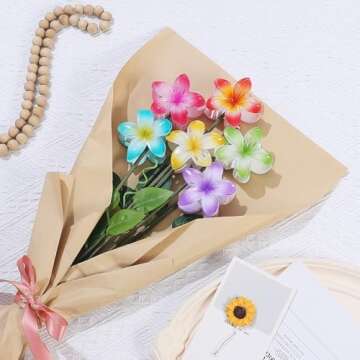 Flower Hair Clips 6 PCS - Cute Hawaiian Claw Clips for Women