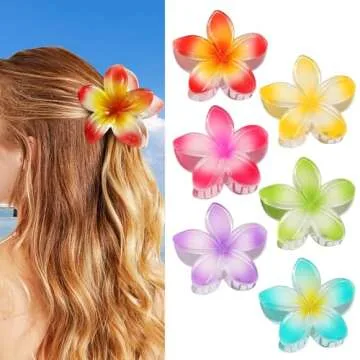 Flower Hair Clips 6 PCS - Cute Hawaiian Claw Clips for Women