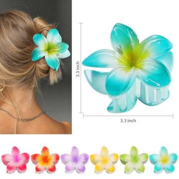 Flower Hair Clips 6 PCS - Cute Hawaiian Claw Clips for Women