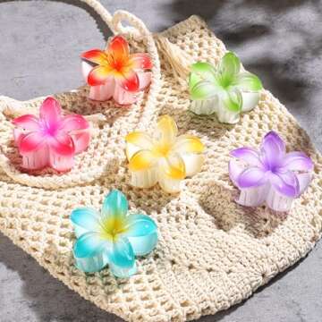Flower Hair Clips 6 PCS - Cute Hawaiian Claw Clips for Women