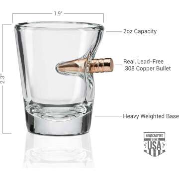BenShot .308 Bullet Shot Glass – Unique USA-Made 2oz