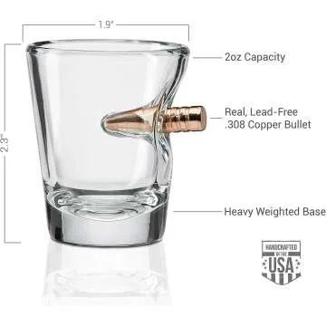 BenShot .308 Bullet Shot Glass – Unique USA-Made 2oz