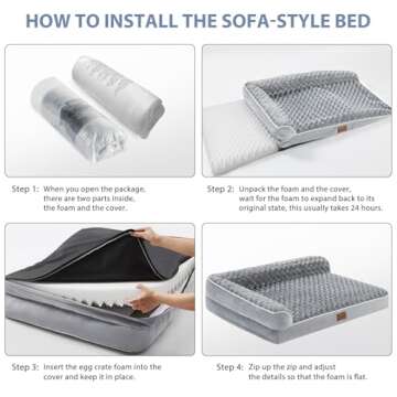 BFPETHOME Orthopedic Dog Beds for Large Dogs-Waterproof Sofa Dog Bed with Removable Washable Cover, Large Dog Bed with Waterproof Lining and Nonskid Bottom,Pet Bed for Large Dogs