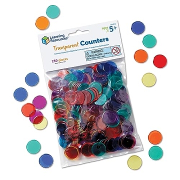 Learning Resources Transparent Color Counting Chips - 250 Pieces, Versatile Math Manipulatives for K...