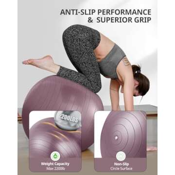 Trideer Yoga Ball - Exercise Ball for Workout pilates Stability - Anti-Burst and Slip Resistant for physical therapy, Birthing, Stretching & Core Workout, Office Ball Chair, Flexible Seating, Home Gym