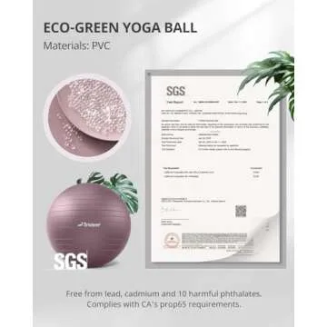 Trideer Yoga Ball - Exercise Ball for Workout pilates Stability - Anti-Burst and Slip Resistant for physical therapy, Birthing, Stretching & Core Workout, Office Ball Chair, Flexible Seating, Home Gym