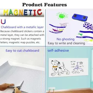LACQWO Magnetic Whiteboard Paper for Wall 46.3" x 18" Adhesive Magnetic Dry Erase White Board Sticker with 53 Magnetic Letters 6 Markers for Kid Removable Peel and Stick Whiteboard Wallpaper Roll