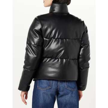 Stylish Women's Faux Leather Puffer Jacket for Winter