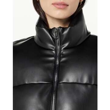 Stylish Women's Faux Leather Puffer Jacket for Winter